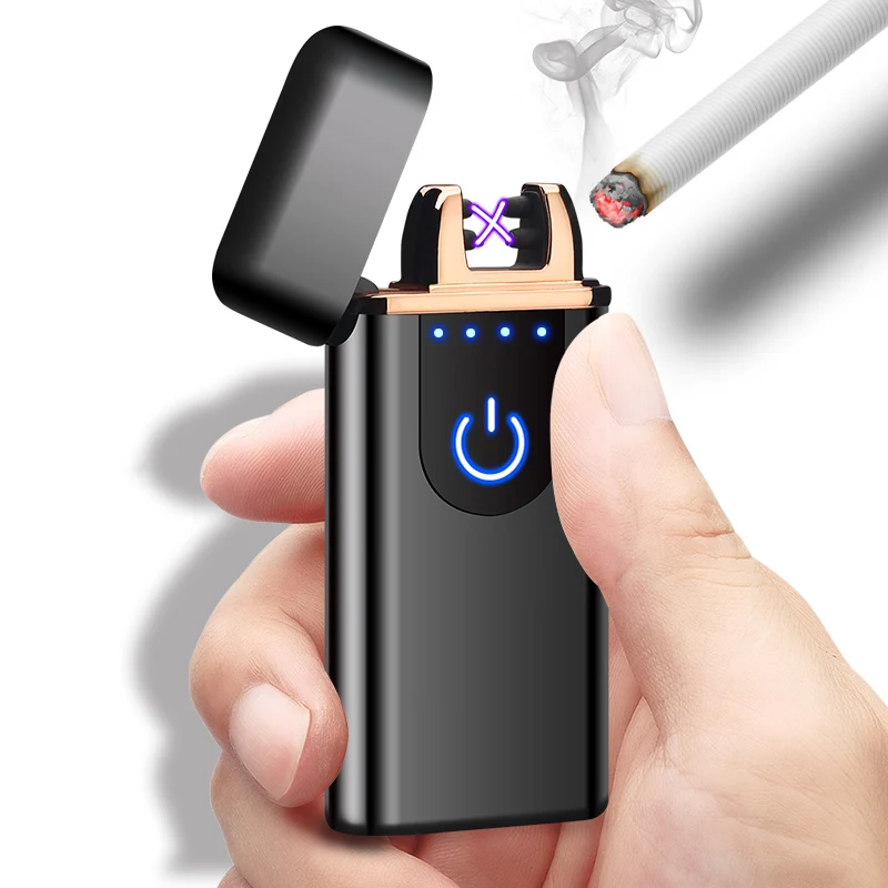XY830310 оптовая продажа новый вид датчик отпечатков пальцев USB Электронная зажигалка с двойной дугой зажигалки для сигарет