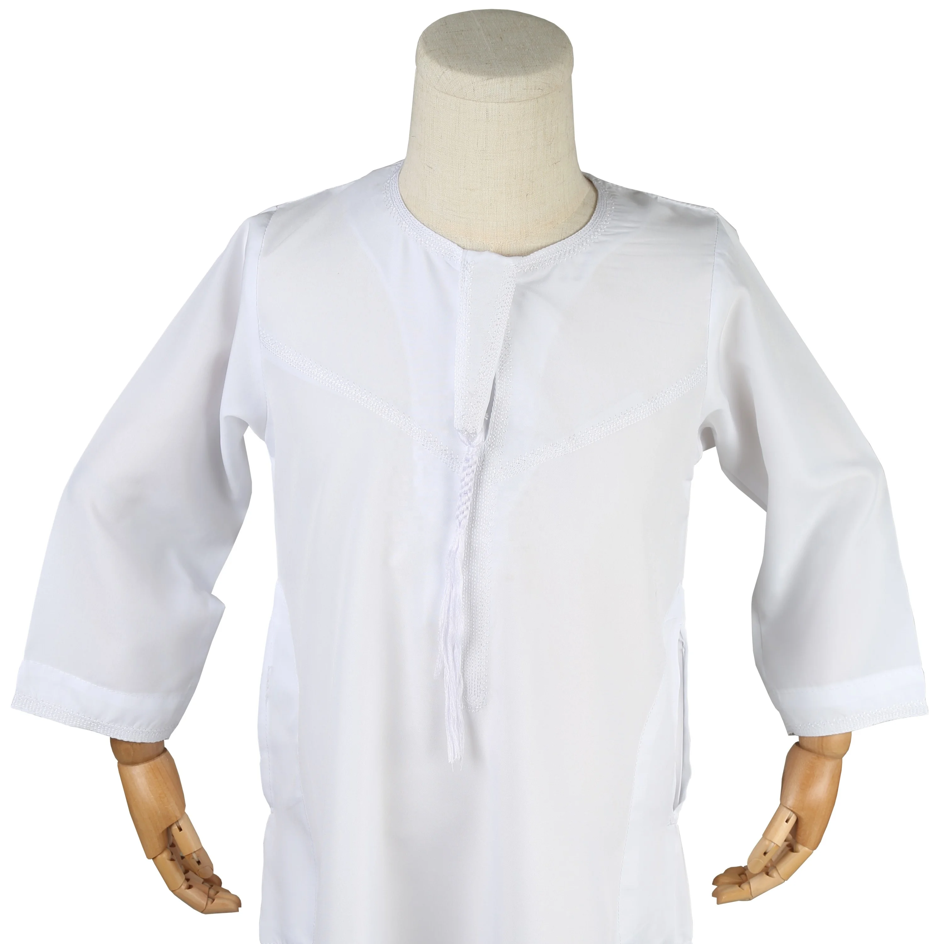 Embroidered Omani Style Long Sleeve Muslim Male Dress Kaftan Djellaba Jubbah Boy Islamic Clothing For Ramadan Eid Mubarak