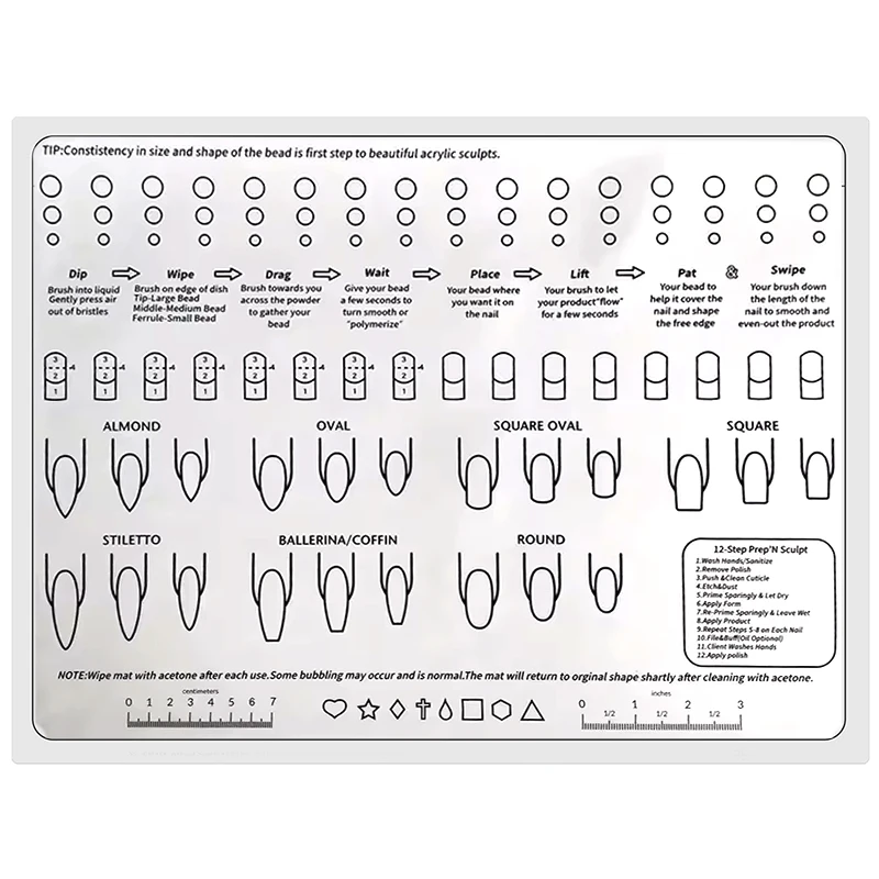 Silicone Nail Training Mat Silicone Trainer Sheet for Application Practice Flexible Roll Up Pad Template