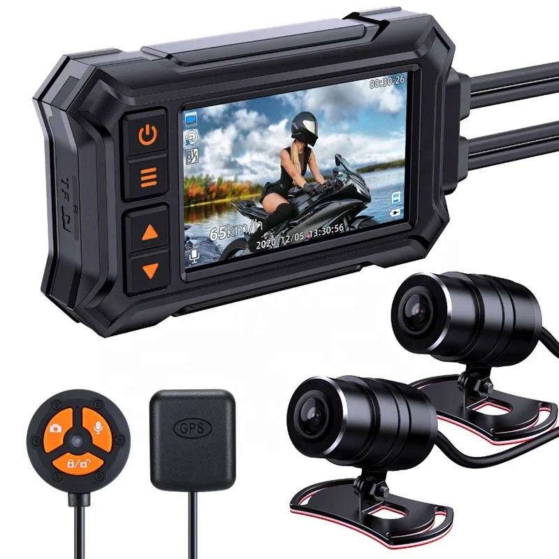 WiFi Motorcycle Dash Cam 3.0inch Dual HD 1080P 30FPS DVR Camera 140 degrees Wide Angle IP67 Waterproof GPS camara motor