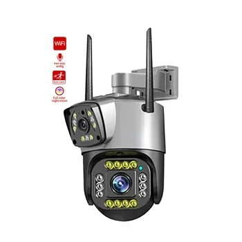4G Dual Lens Camera Smart Home Wireless Dual Lens Outdoor Security 4MP V380 Pro WiFi IP PTZ Bullet Dual Lens CCTV Network Camera