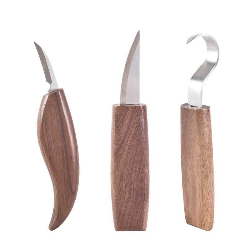 Factory Outlet Craft Carving Knife Woodworking Peeling Hook Knife Hand Tool Cutting Wooden Spoon Stainless Steel Knife Set