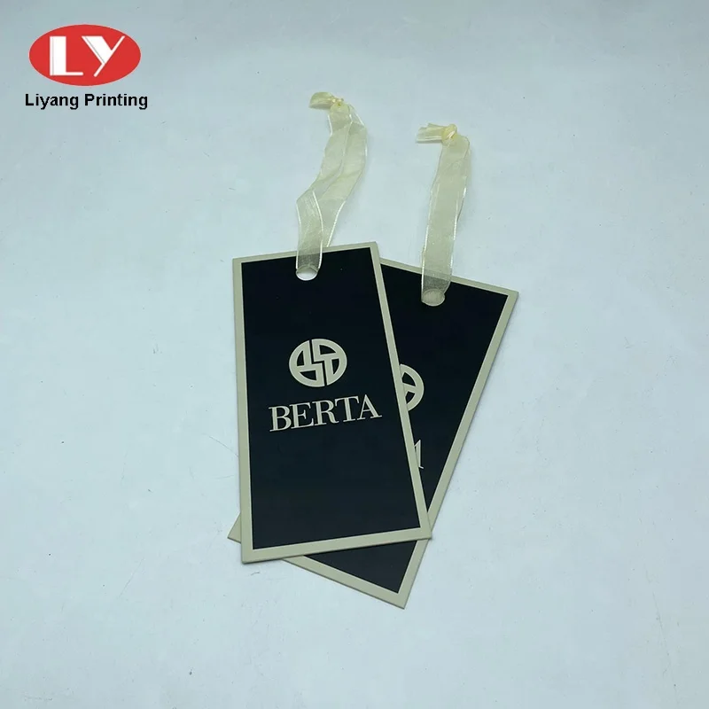 Dongguan Printing OEM Manufacturer Thick Paper Brand Labels Swing Hang Tags Garment Clothing Tag Label Custom