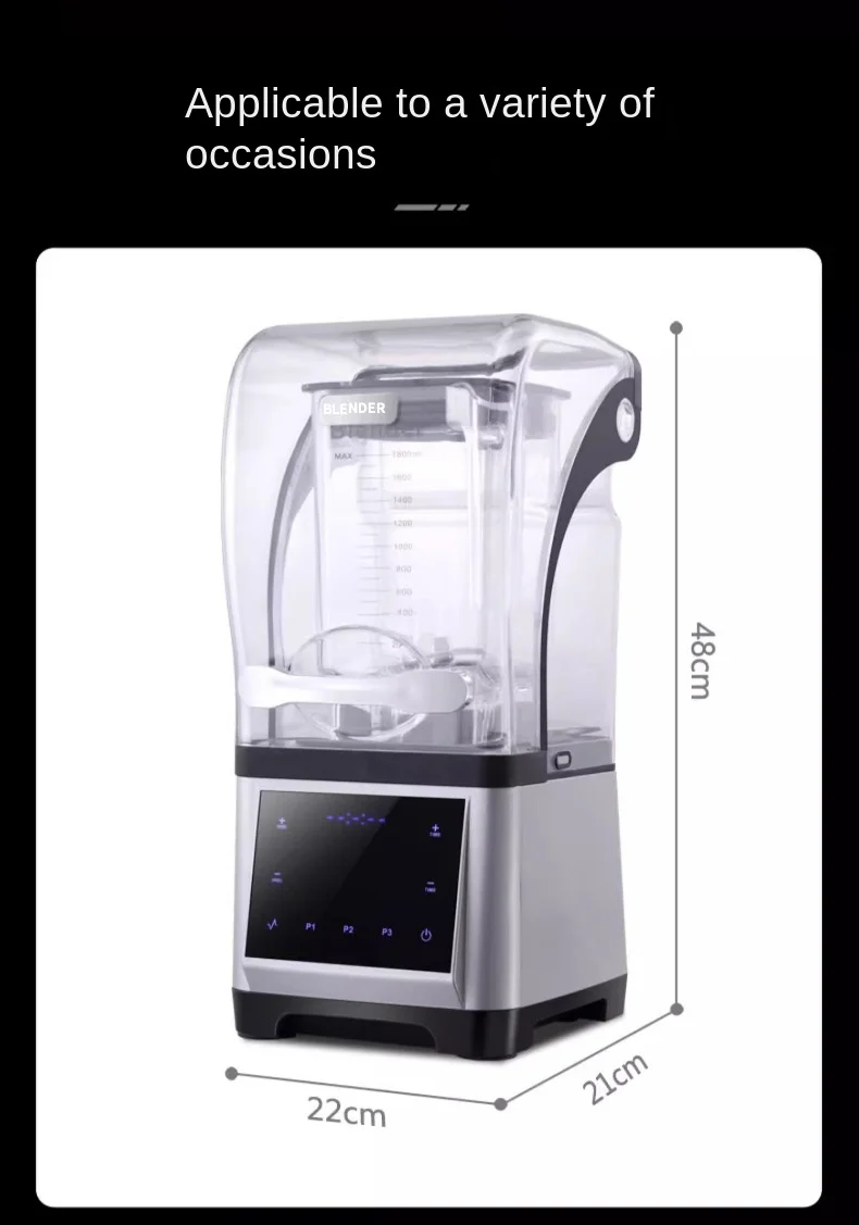 1.8L Mechanical button Commercial Sand Ice Machine Automatic Silent Ice Crusher Milk Tea Equipment Blender for Kitchen Use