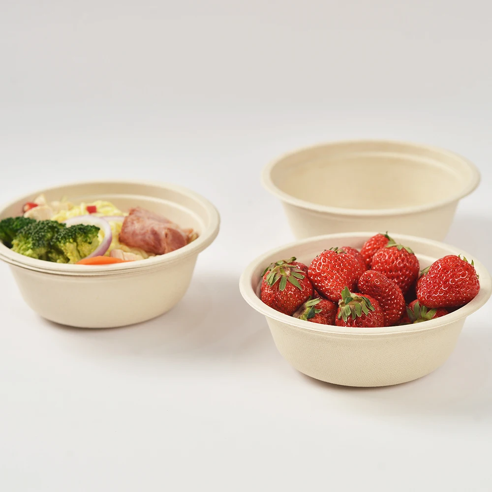 Eco-friendly Compostable Disposable soup bowls biodegradable bagasse pulp paper tableware