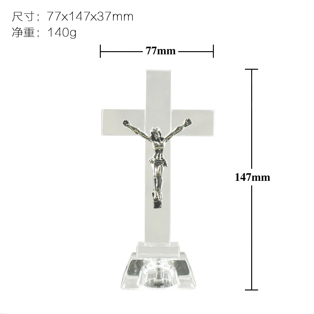 K9 Optical Crystal Crucifix Jesus Iceberg High Quality 3D Glass Cross Model Nautical Style Christians Souvenir with Sports Theme