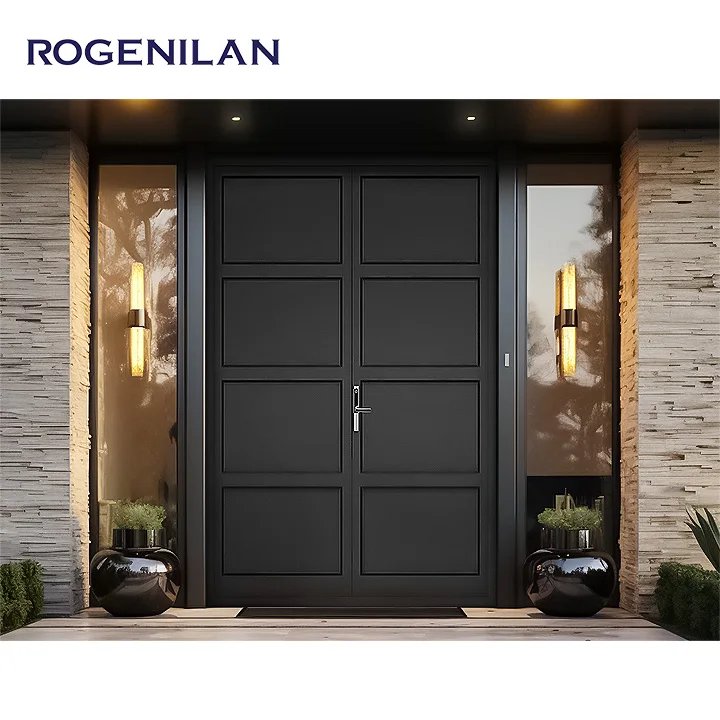 Rogenilan алюминиевая передняя двойная входная дверь внешняя