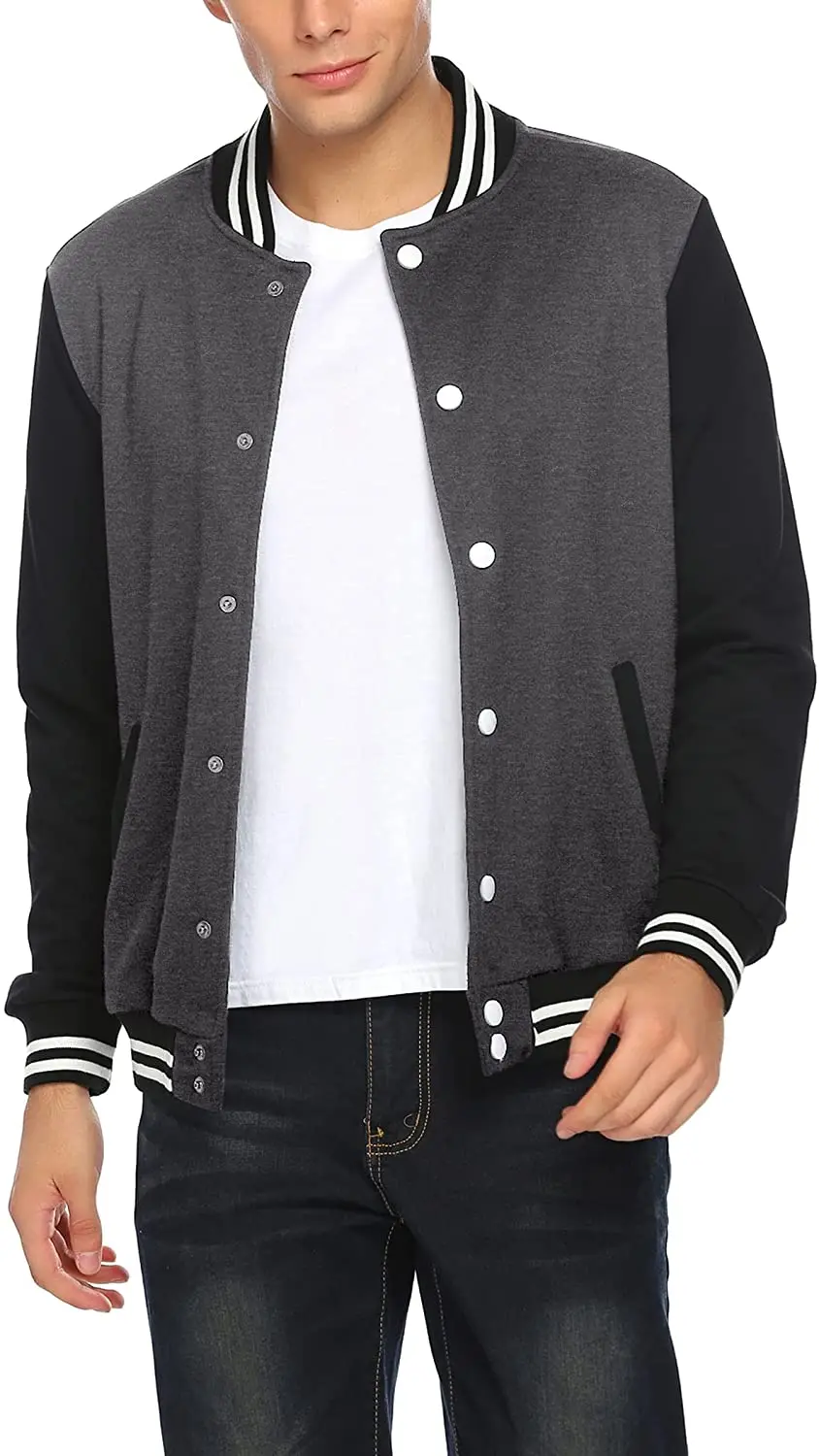 Custom genuine leather jacket men normal fit Mens Varsity College Jacket Baseball Bomber Jacket Vintage Sweatshirt