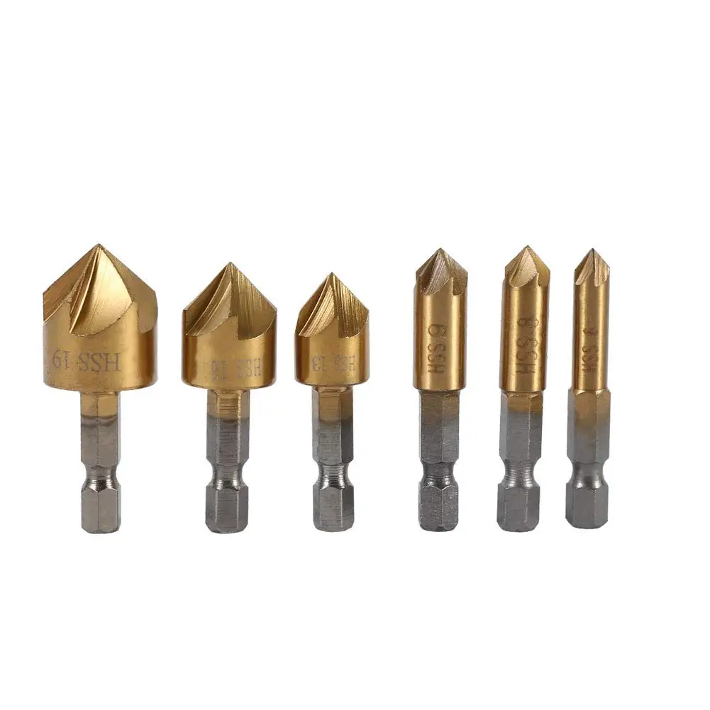 High quality 5-flute woodworking chamfer drill reaming chamfer woodworking countersink for Wood Quick Change