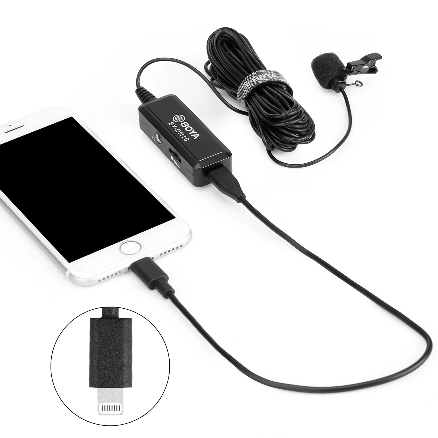 BOYA BY-DM10 Lapel Microphone Portable Lavalier Wired Mic 3.5mm Jack USB Output Cables for iPhone iPad MAC PC