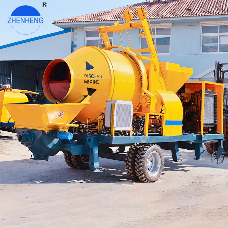 Trailer Mounted Diesel Engine Mobile Concrete Pump Construction Machinery Concrete Mixer Pump