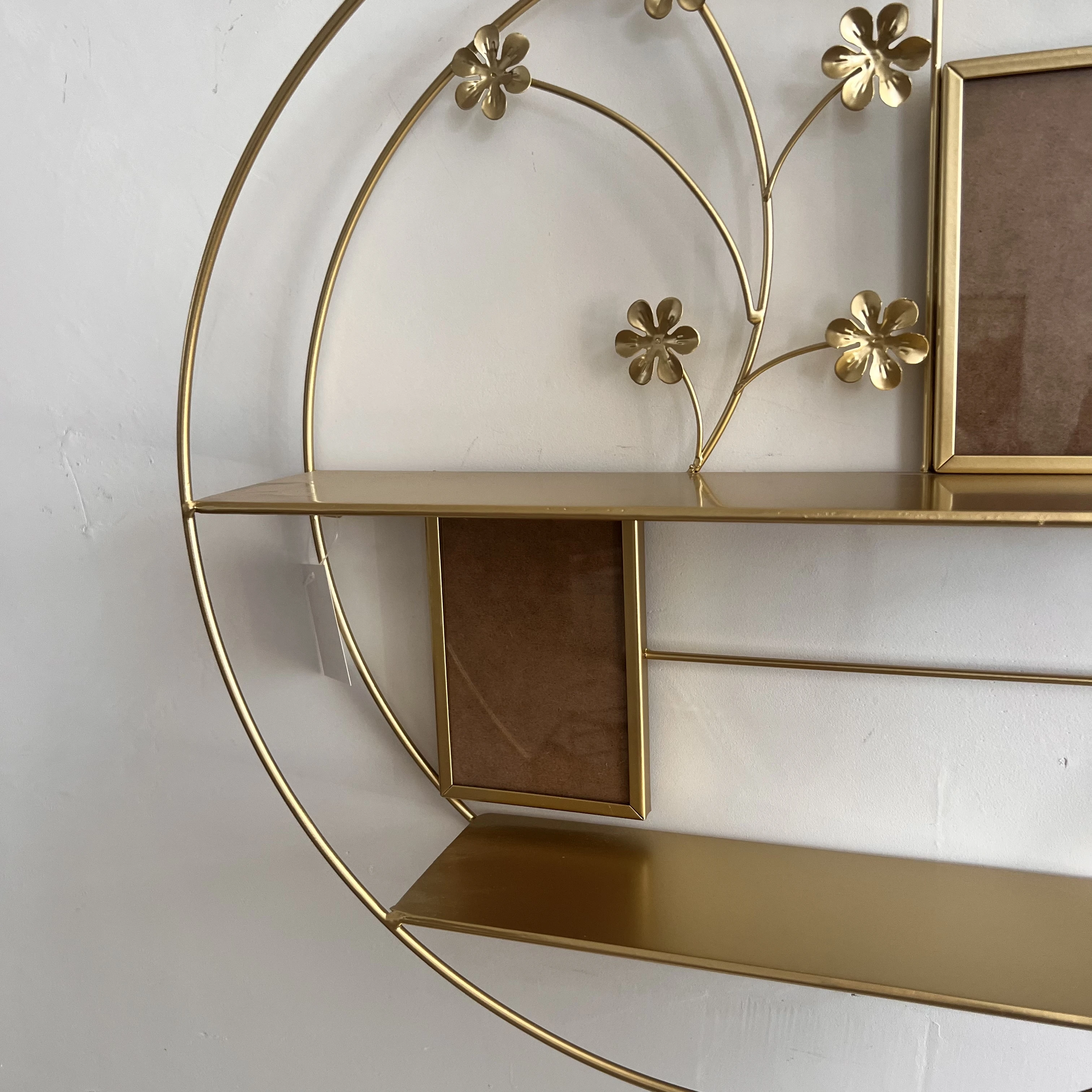 Luxury Gold Metal Home Shelf Custom Size Metal Wire Bracket Wall Mount Shelf for Storage with Photo Frame
