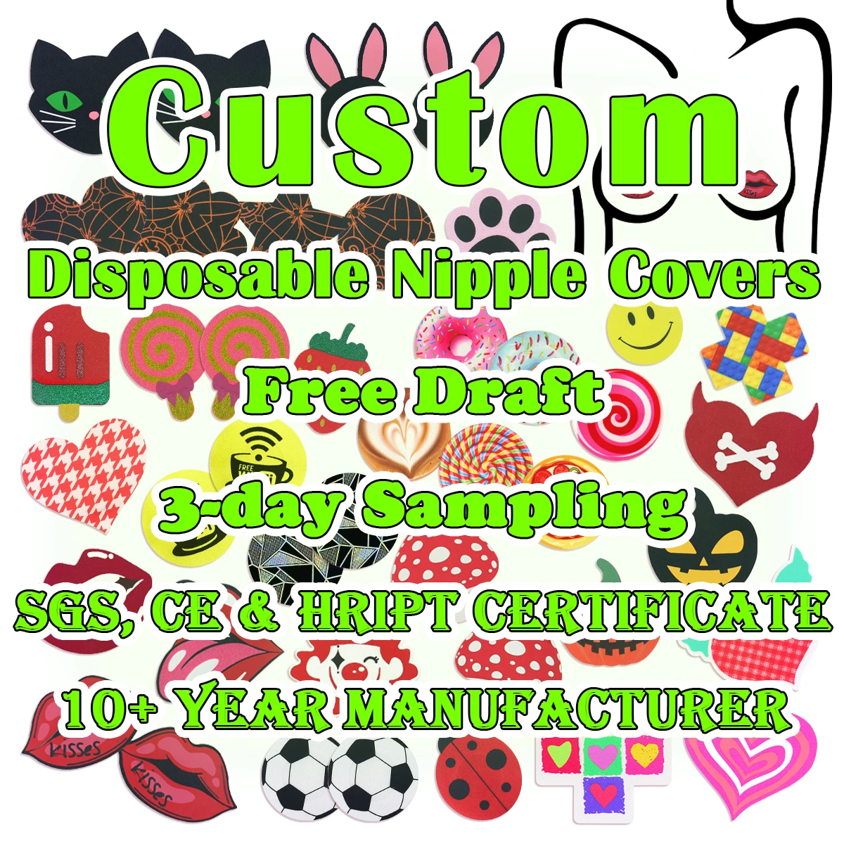 Sexy Women Chest Stickers Disposable Boobs Cover Custom Pasties Disposable Sexy Nipple Pasties Sexy Breast Covers