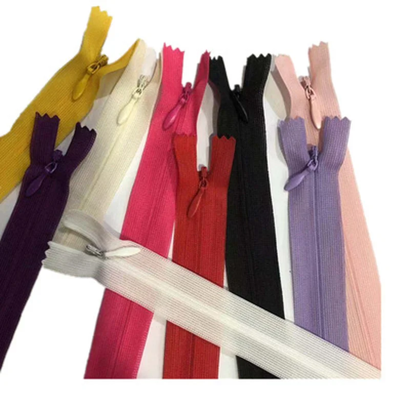 18~60cm Leggings Invisible Zipper 3# Nylon Coil Custom Zipper For Cheongsam, Wedding Dress, Pillow Sewing Accessories