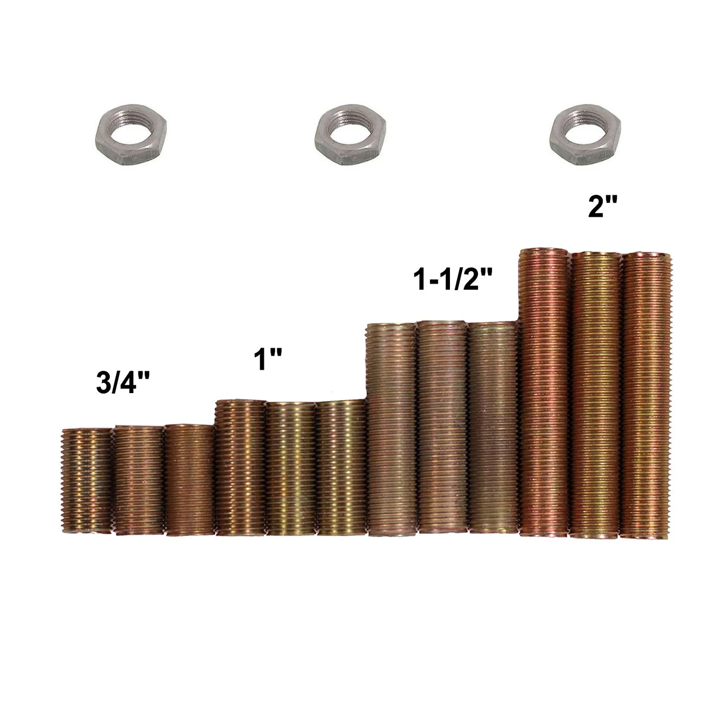 3/8 inch diameter yellow/white zinc plated nipple lamp tubing