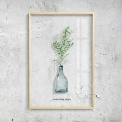 hand wood frames painted acrylic wall art botanical prints green leaf decorative painting for living room