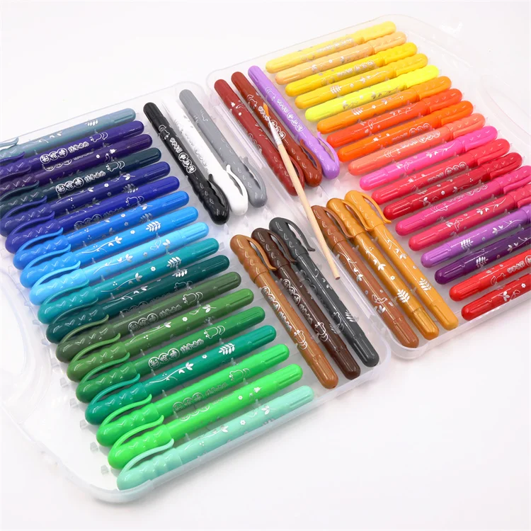 new design high quality 48 colors colors washable silky crayon custom crayons set