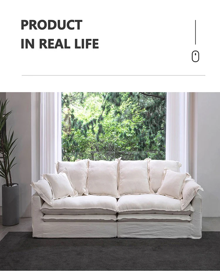 New design Modern luxury Big Cloud living room sofa set furniture cushion feather filled white L-shaped modular sofa set