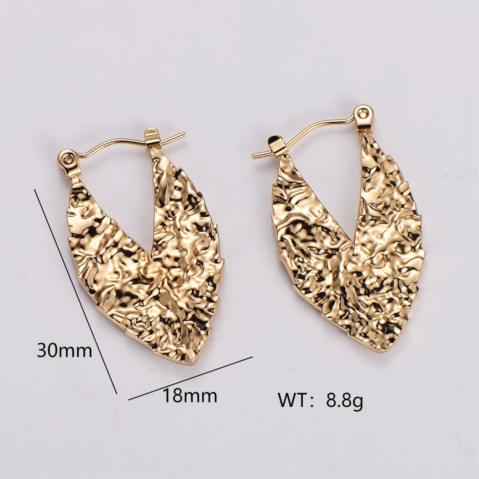 Jewelry Chunky Hoop Earring 18k PVD Gold Plated Stainless Steel Texture Hollow Hoop Earrings for women