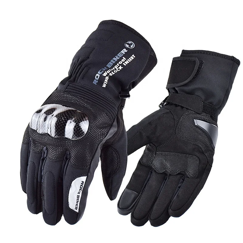 ROCK BIKER Motorcycle Gloves Winter Carbon Fiber Protection Cycling Gloves Skiing Keep Warm Waterproof Moto Motorcyclist Gloves