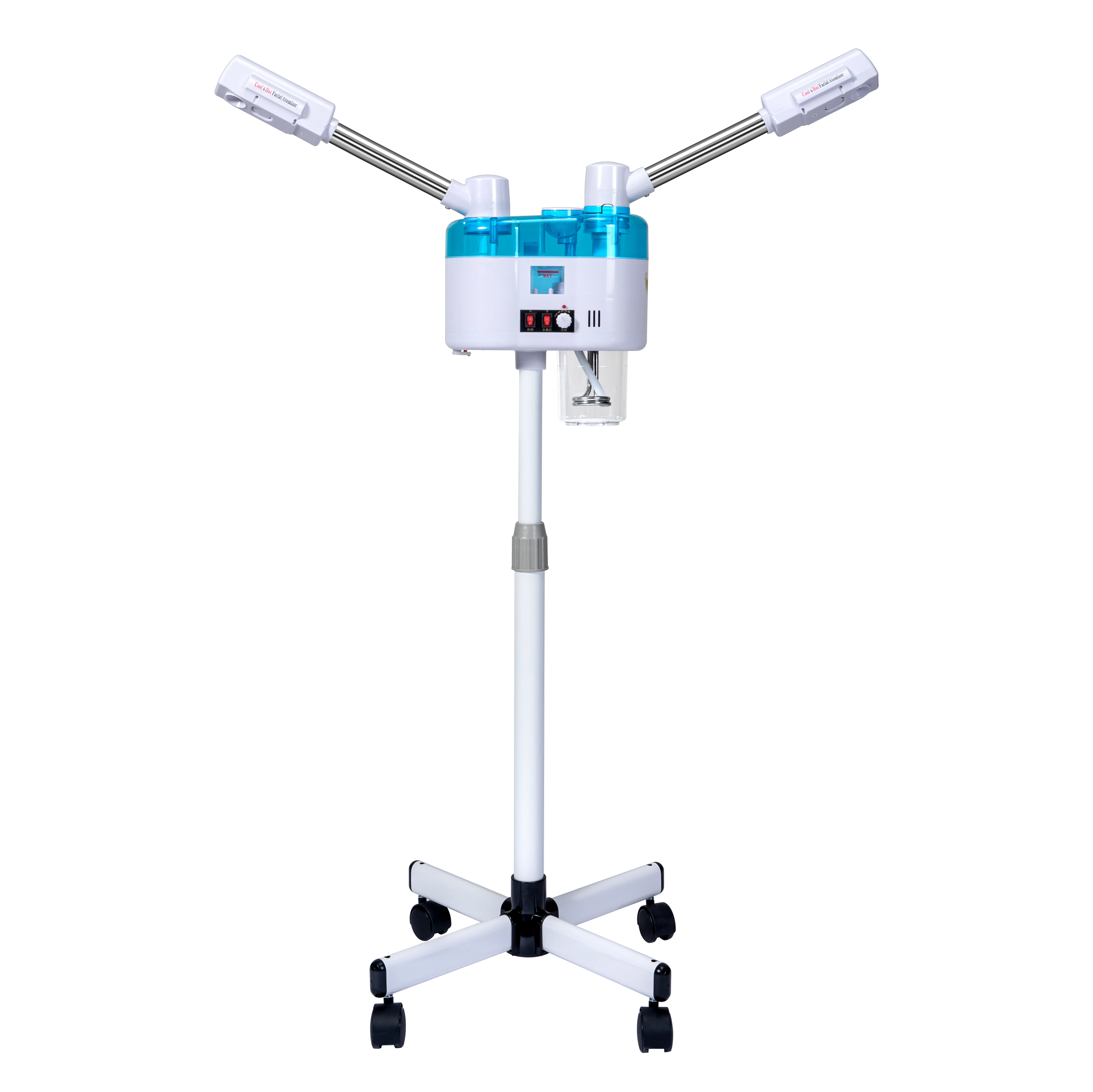 Double Tube Cold and Hot Ozone Facial Steamer with Stand Factory Price Standing Blue Electric ABS 750W Return and Replacement