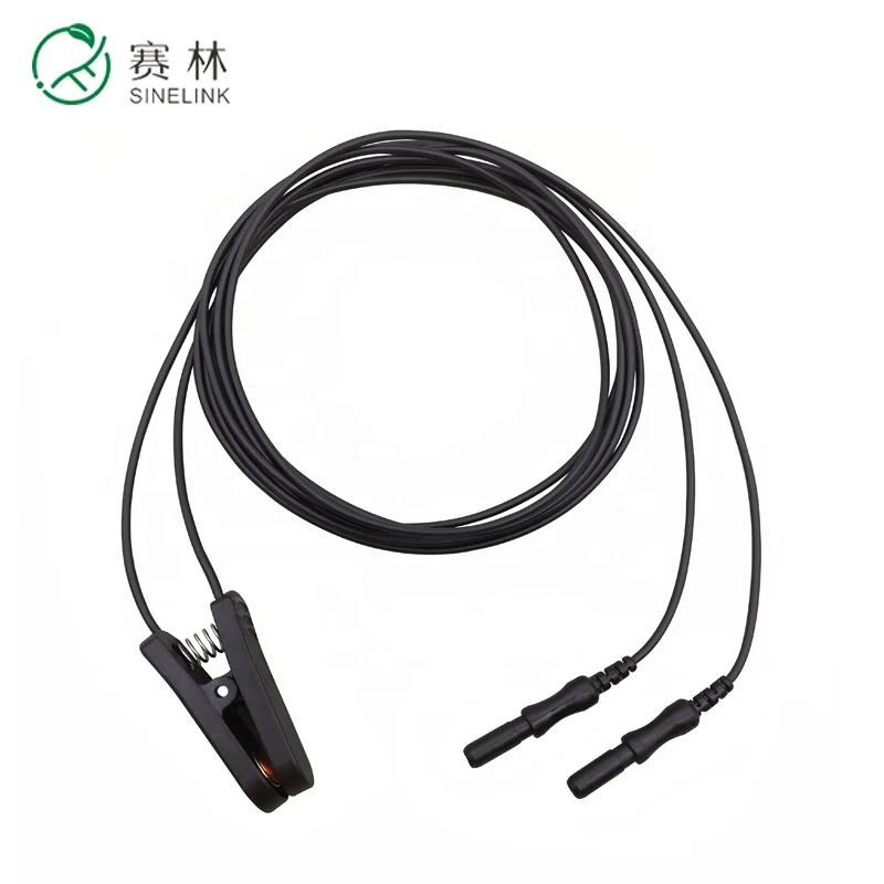 Reusable Gold Plated Bipolar Ear Clip Electrode With DIN 1.5mm Connector