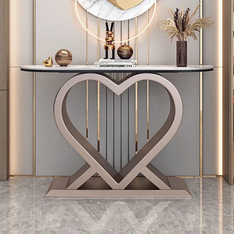 Light luxury new Chinese entrance table modern simple entry door living room super narrow semi-circle decorative table