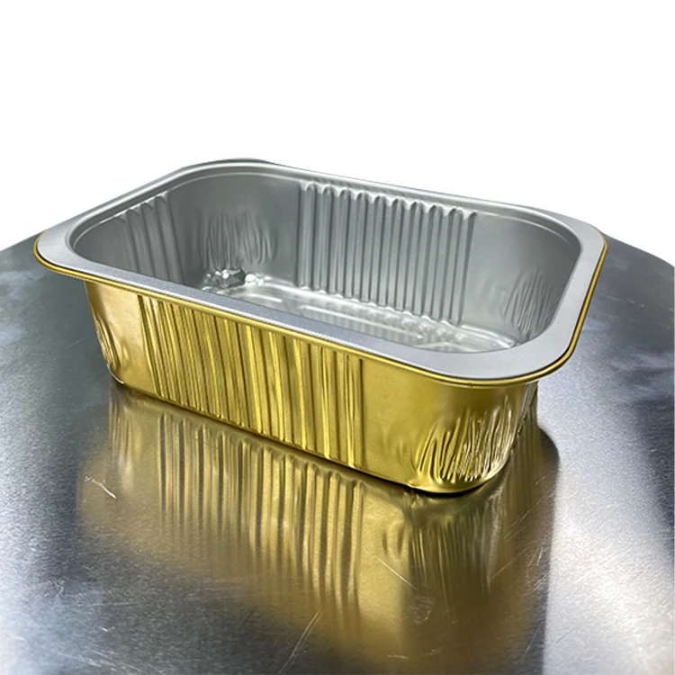 Disposable aluminum food containers Aluminum Foil Container With plastic Lid Rectangle Foil Tray