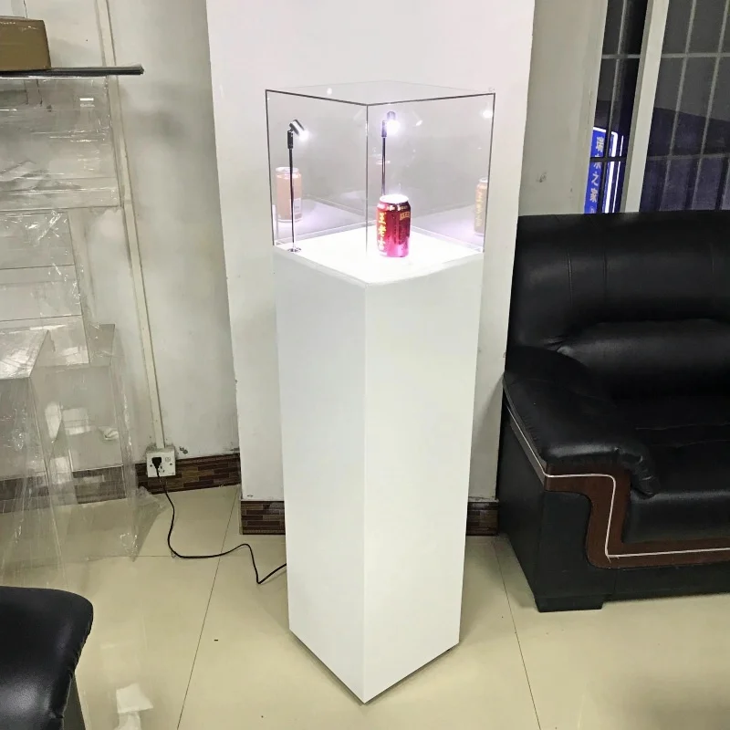 Acrylic Plinths Pedestal Display Cube Stand Custom museum Floor Standing case Boutique Cabinet