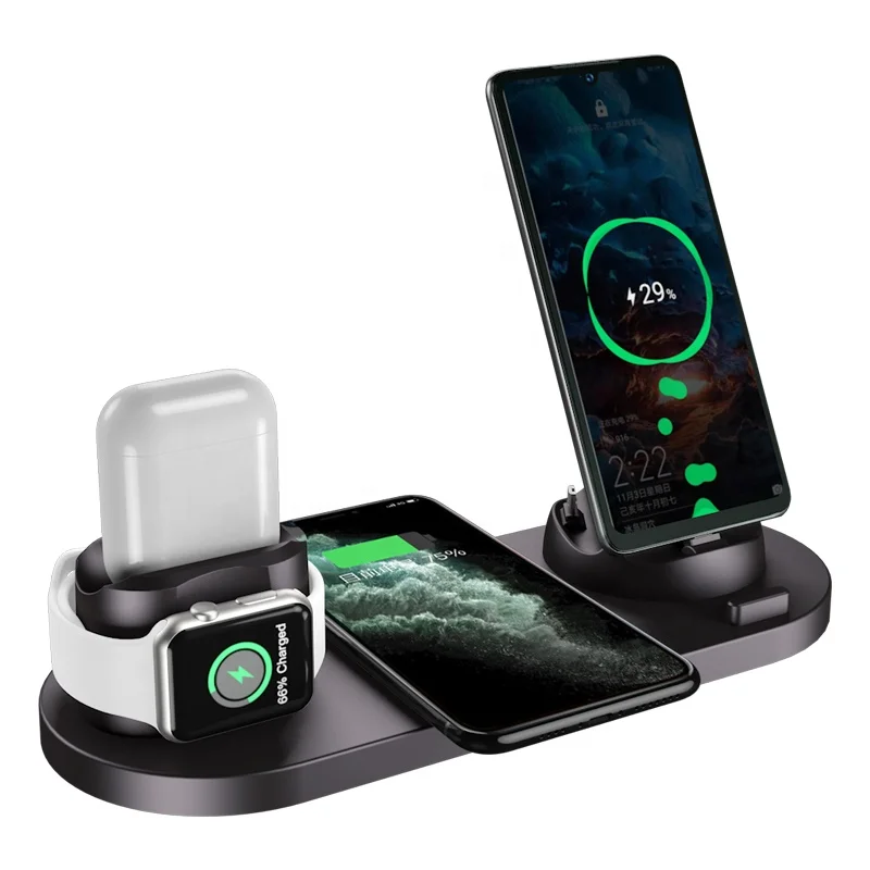 Latest 15W 6 in 1 Cell Phone Qi Wireless Fast Charger For iWatch for Air Pods