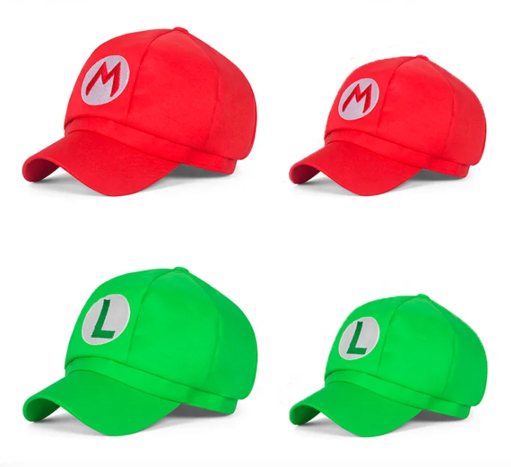 Multicolor Custom Anime Cosplay Super Mario Bros Party Hats Red Green Mario Children Stage Show Hat