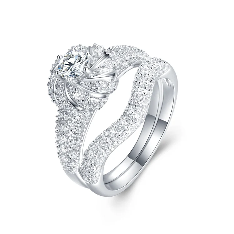 Engagement Wedding Jewelry 925 Sterling Silver Couple Rings set for women