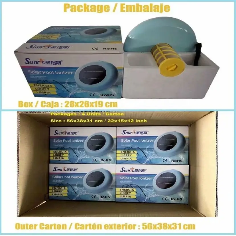 Long Service Life Chemical reduce Water Filter Portable Solar Swimming Pool Copper Ionizer