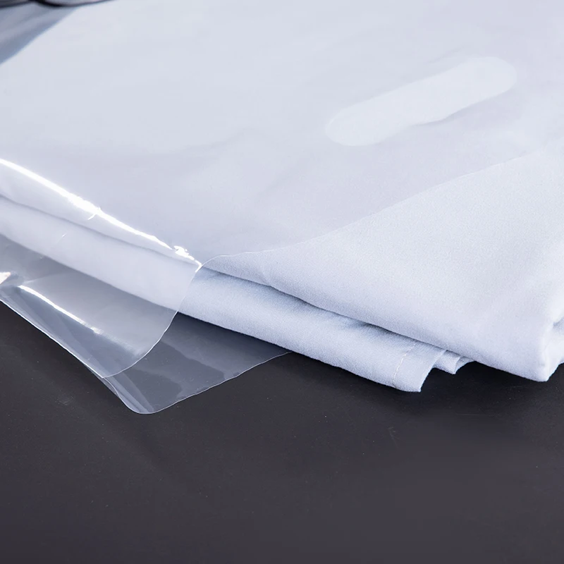 Biodegradable single layer Portable Custom Logo print Transparent  package Shipping Die Cut  Plastic tote carry shopping  Bag