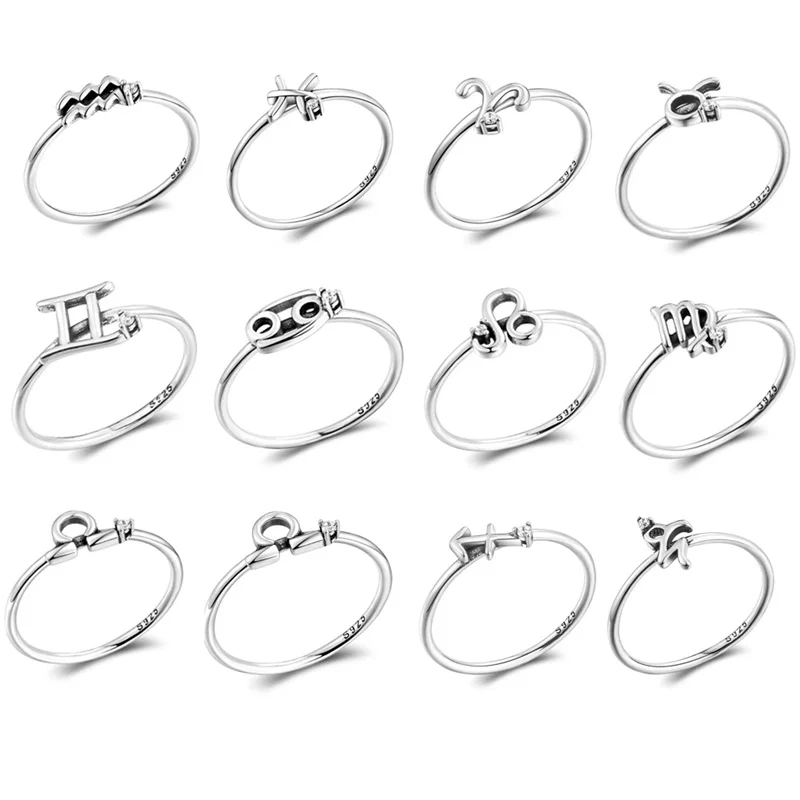  ATHENAA Fashion Simple Jewelry 925 Sterling Silver Zodiac Sign Ring for
