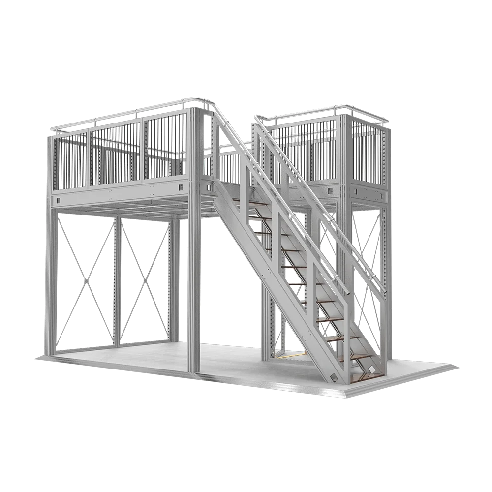 Tianyu Trade Show Equipment Design Modular 20x20ft Aluminum Two Storey Exhibition Stand Exhibit Two Story Double Deck Booth
