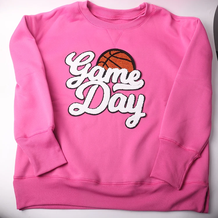 Large embroidered sports soccer teams patches big basketball tennis volleyball Chenille game day baseball patch for sweatshirt