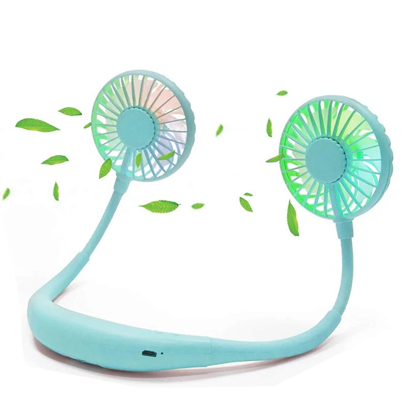 Portable 360 Degree Rotation Hand-free Neckband Sports 3 Speeds Adjustable Rechargeable Sport Mini Neck Fan