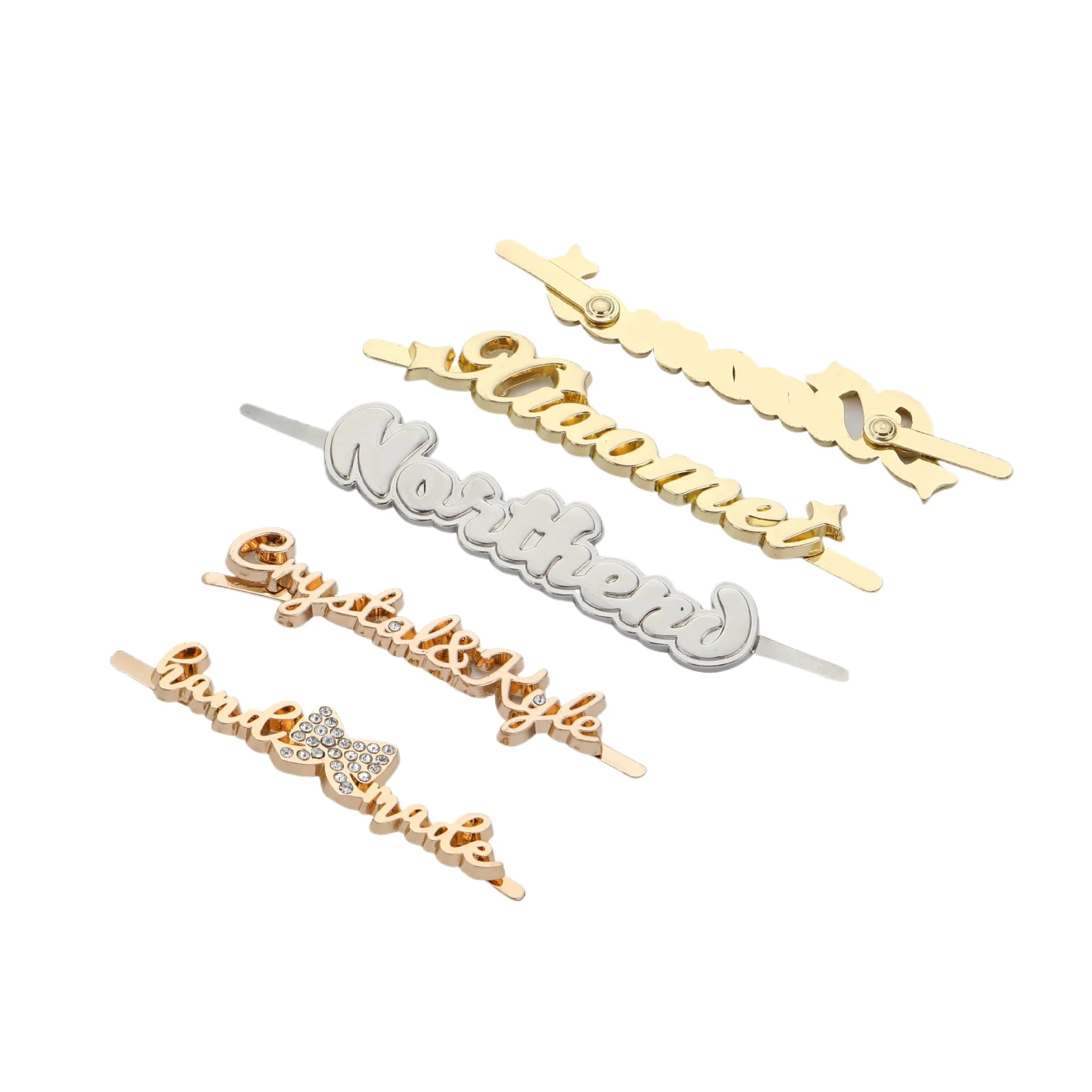 Custom Adhesive Metal Labels Engraved Furniture Logo Alloy Plate Brand Logo Metal Letter Tag Bag Parts Accessories