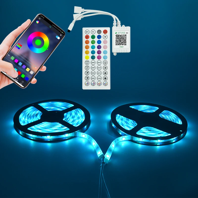 High Quality 12V SMD 5050 RGB APP and Remote Control 5M 10M Landscape Waterproof Smart Luces LED Tape Strip Light
