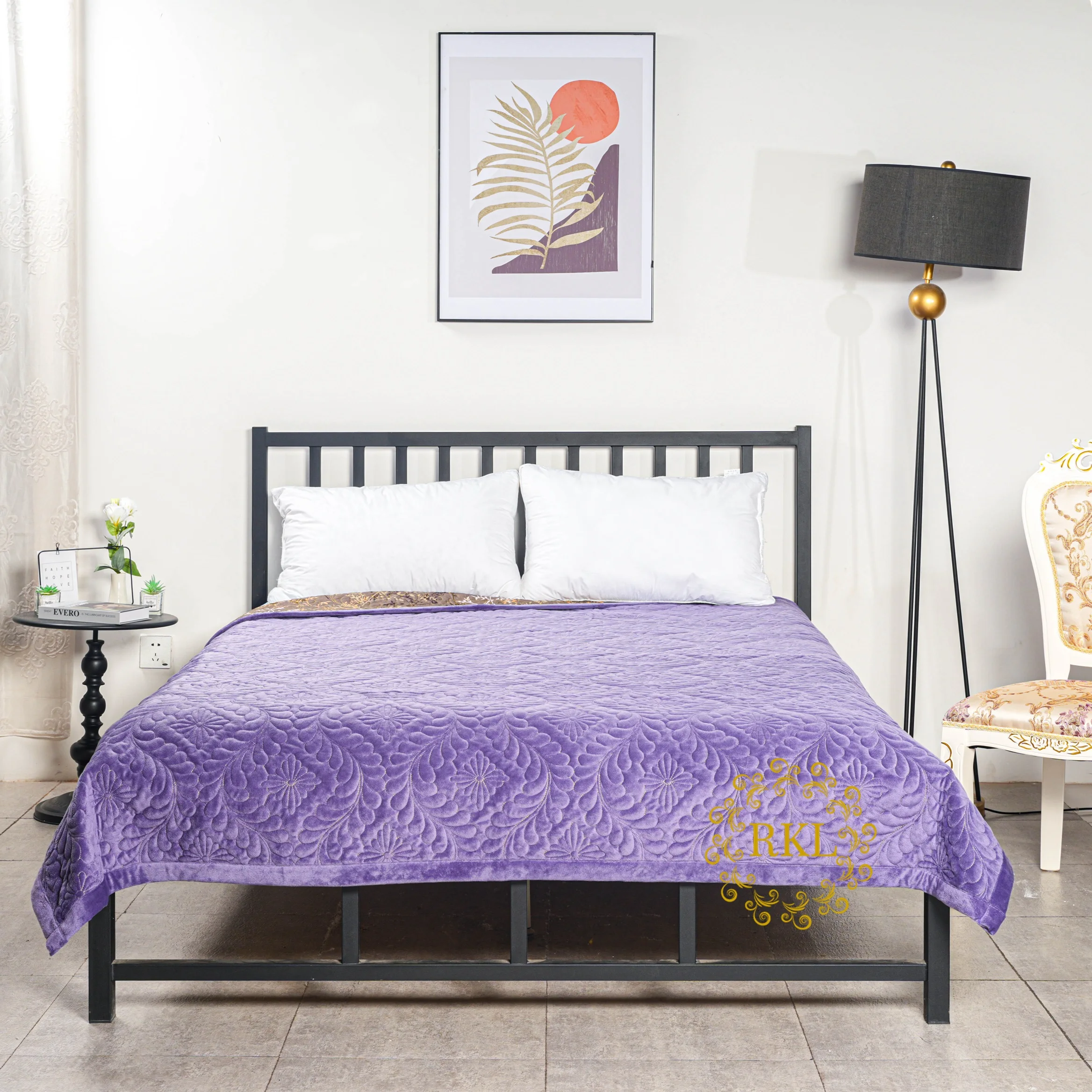 Оптовая продажа роскошное стеганое бархатное покрывало с принтом из