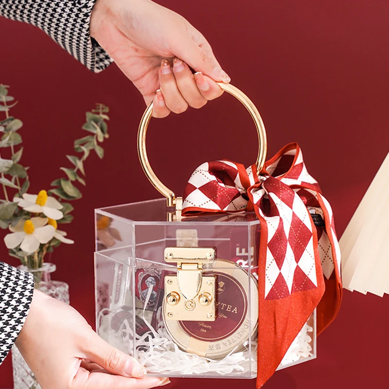 Clear PS custom plastic candy box wedding favors gift packing DIY hexagon wedding gifts for guests box