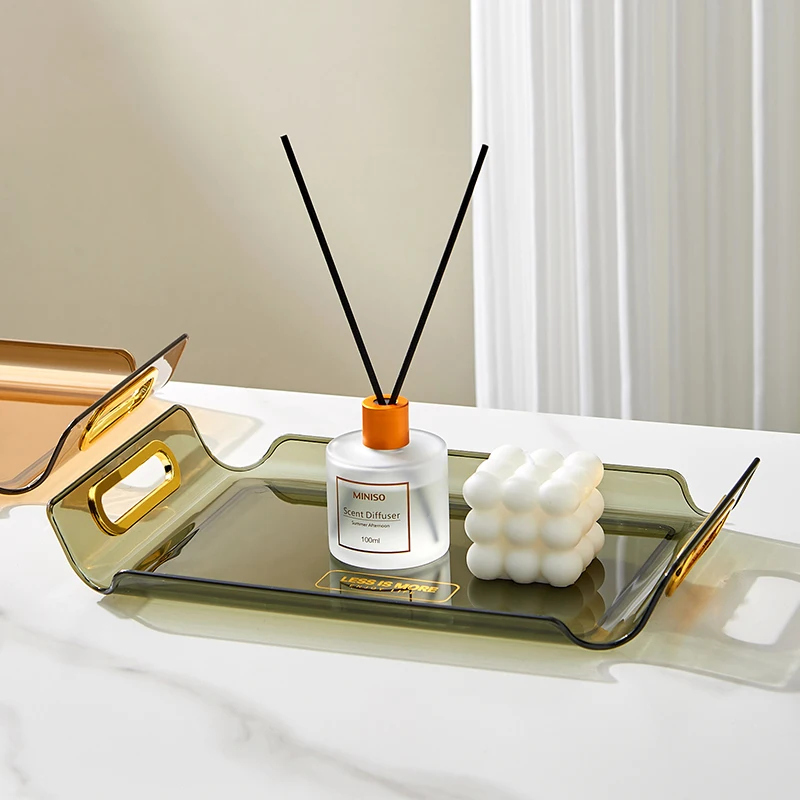 Hot Sales Factory Direct Sale Light Luxury Clear Serving Tray Nordic Modern Acrylic Trays with handles