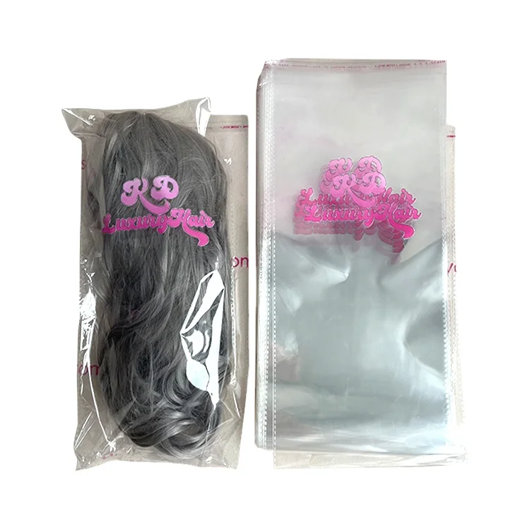 MUYANG Custom One Size Fits All Self Adhesive Clear Bag Custom Wig Bundle Hair Extension Opp Bag