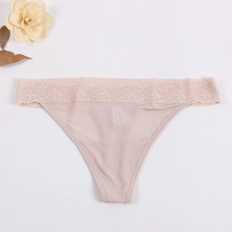 Chinese Manufacturer Modern Simple Sexy Lace Silk Thong Custom Logo V Shaped Seamless 6A Grade Mulberry Silk Panties for Ladies