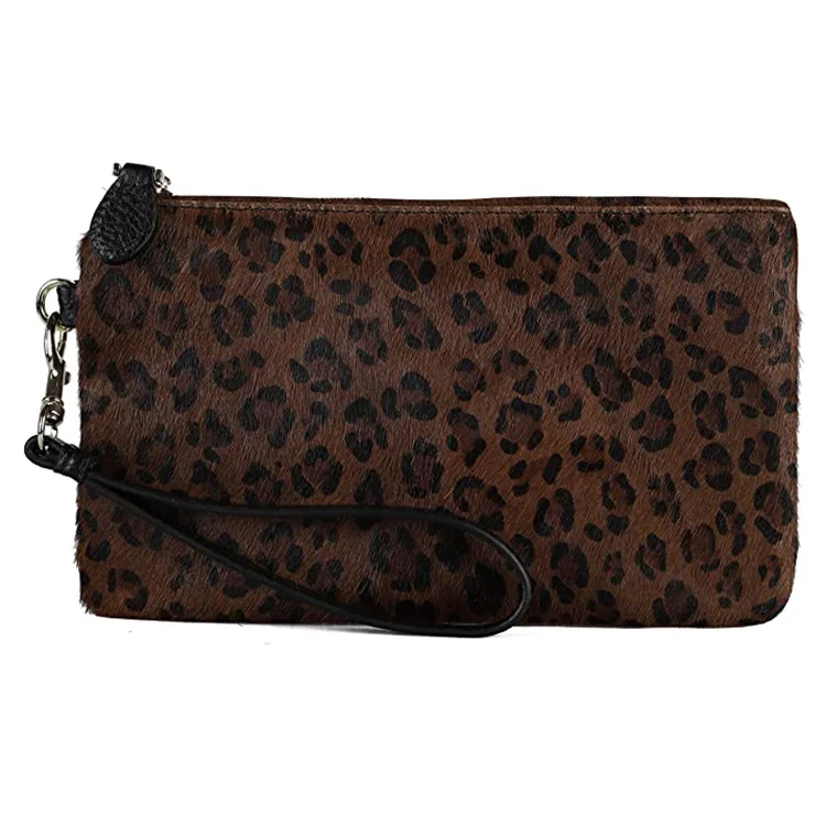 EW0130 Luxury Wristlet Purse Wallet Pouch	Women Real Leather Leopard Clutch Bag 2022