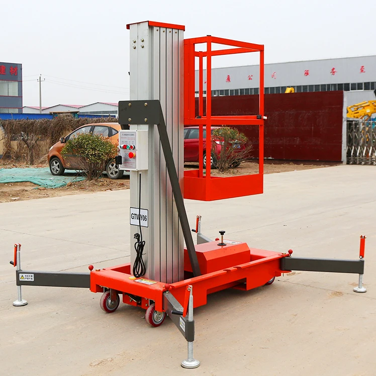 Shanding light mobile telescopic 4m 6m 8m 10m 12m 14m single mast aluminum alloy lift platform
