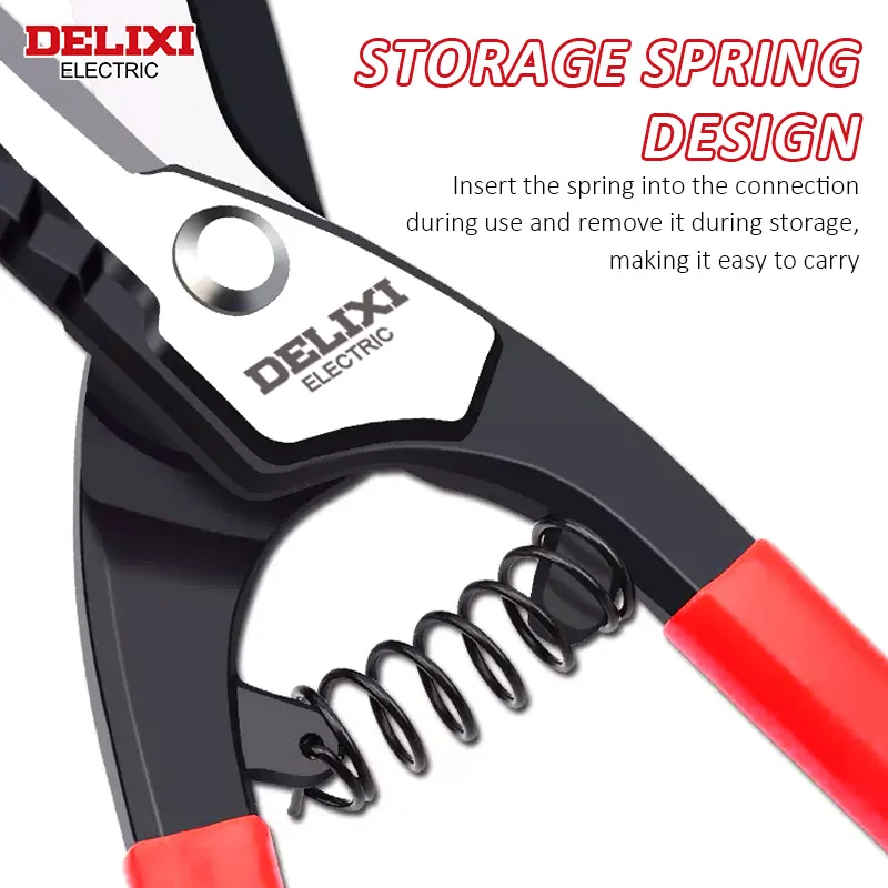 Delixi ELECTRIC German-style Iron Sheet Shears High Carbon Steel Storage Spring Scissors Straight Blade Cutter Rubber Handle