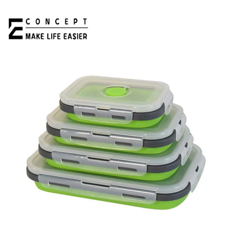 Hot Selling Collapsible Microwave Oven Heated Silicone Lunch Box With Lid