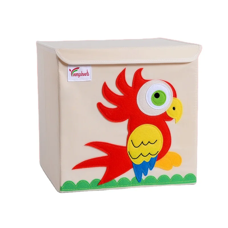 Collapsible Multi Bin Storage Cartoon Toy Fabric Storage Box Cubes with Lid